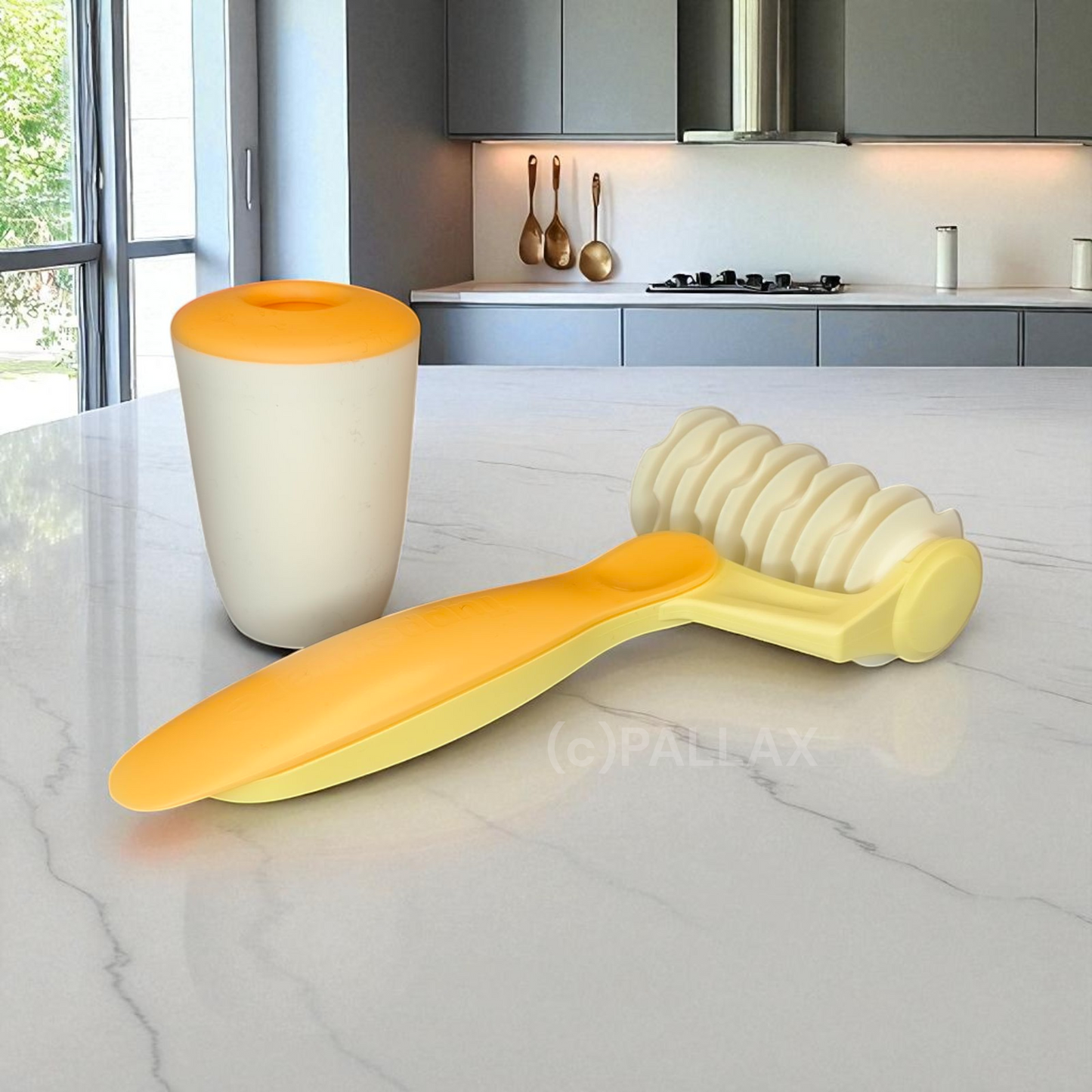 TUPPERWARE P24 COMBI-PLUS TEIG-FIX DUO ORANGE GELB TEIGROLLE