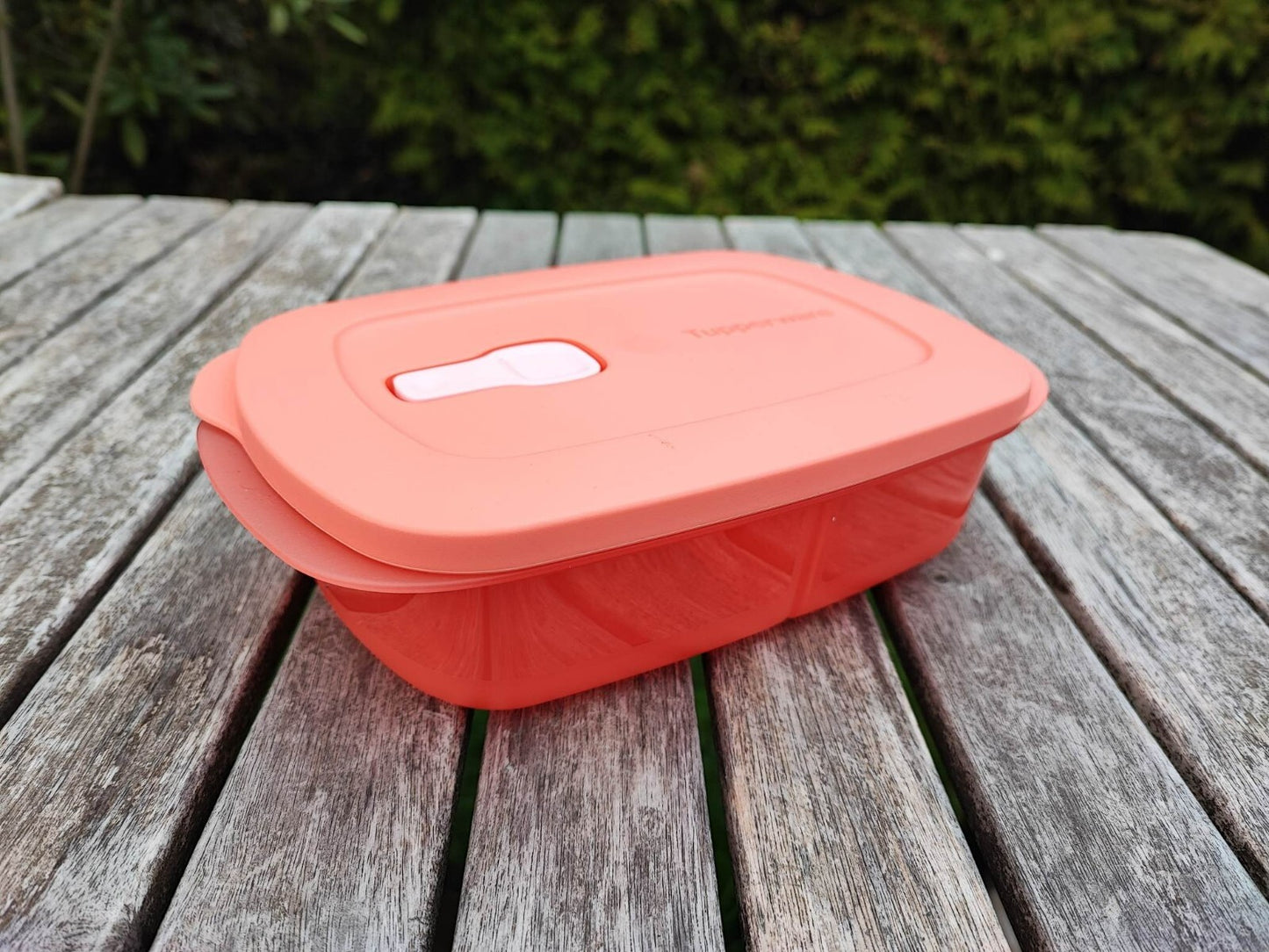TUPPERWARE MICRO-TUP ECKI 2x 250 ML + 500 ML MIKROWELLE MENÜTELLER APRICOT