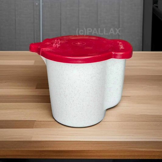 TUPPERWARE VINTAGE MILCHKÄNNCHEN 350 ML ROT WEISS