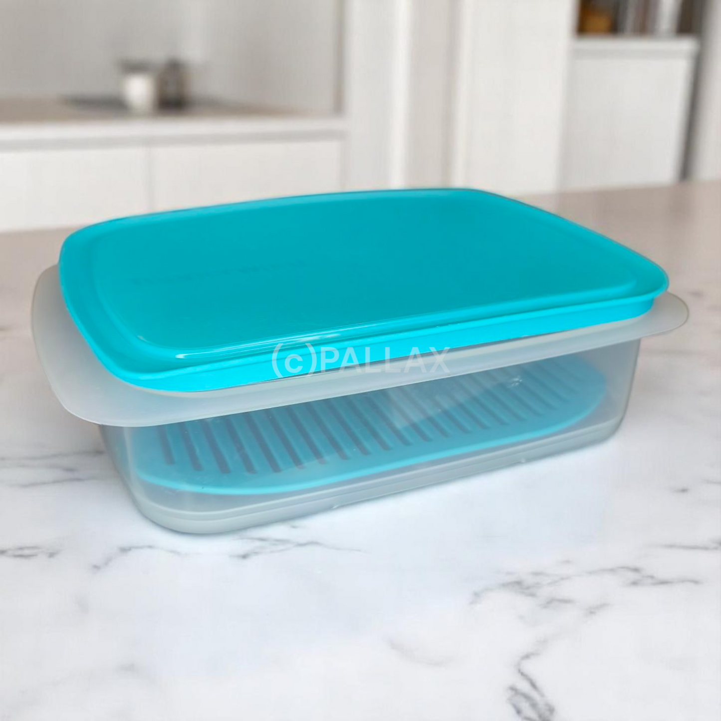 TUPPERWARE COOL`N FRESH BEHÄLTER 1,5 L + FRISCHEGITTER + VERSCHLUSS TÜRKIS