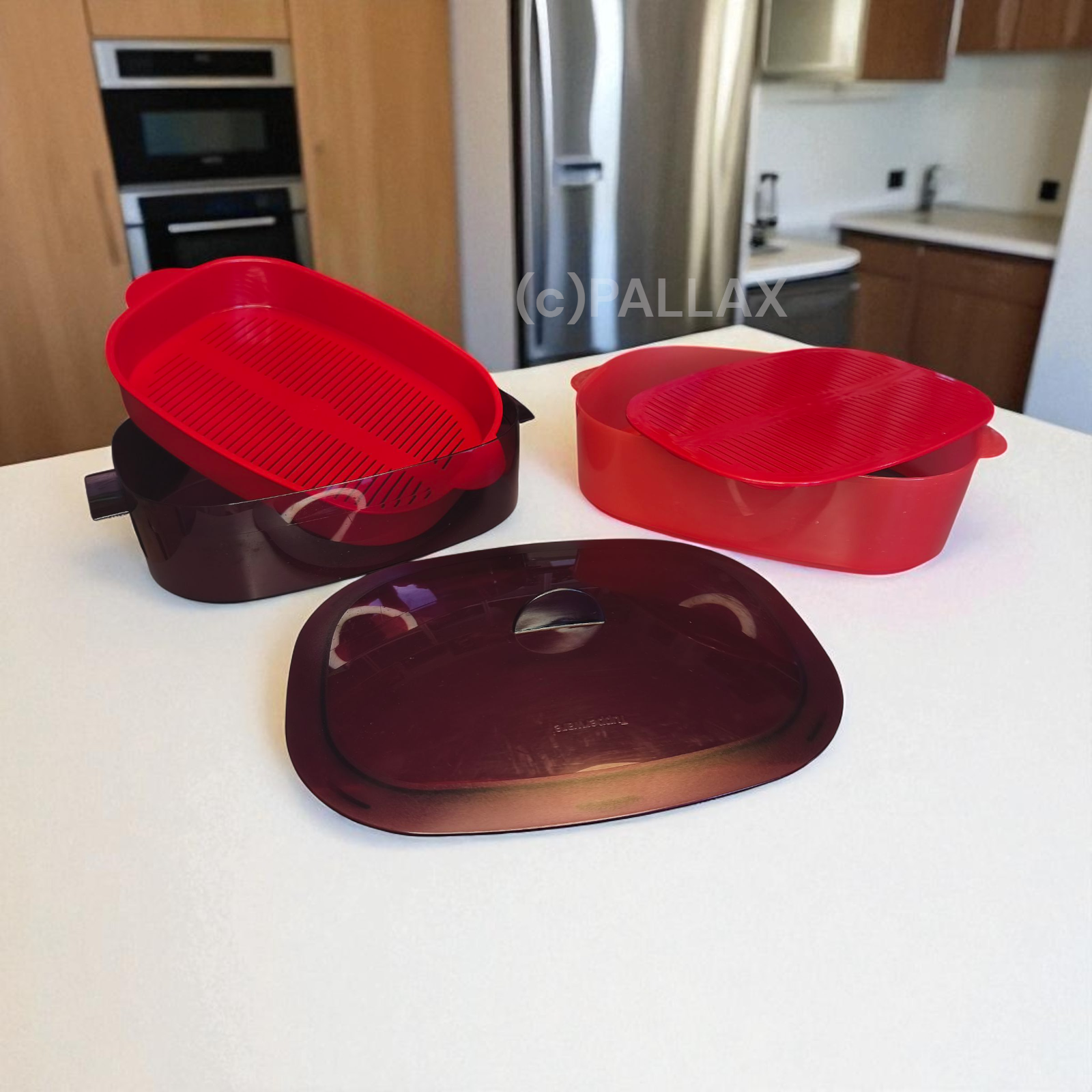 TUPPERWARE MULTI-MICRO-DÄMPFER ROT DAMPFGAREN IN MIKROWELLE