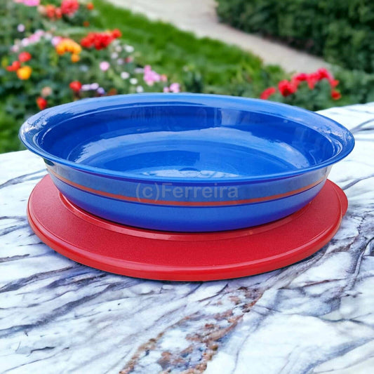 TUPPERWARE C05 TAFELPERLE 1,3 L FLACH INDIGO ROT SERVIERSCHALE