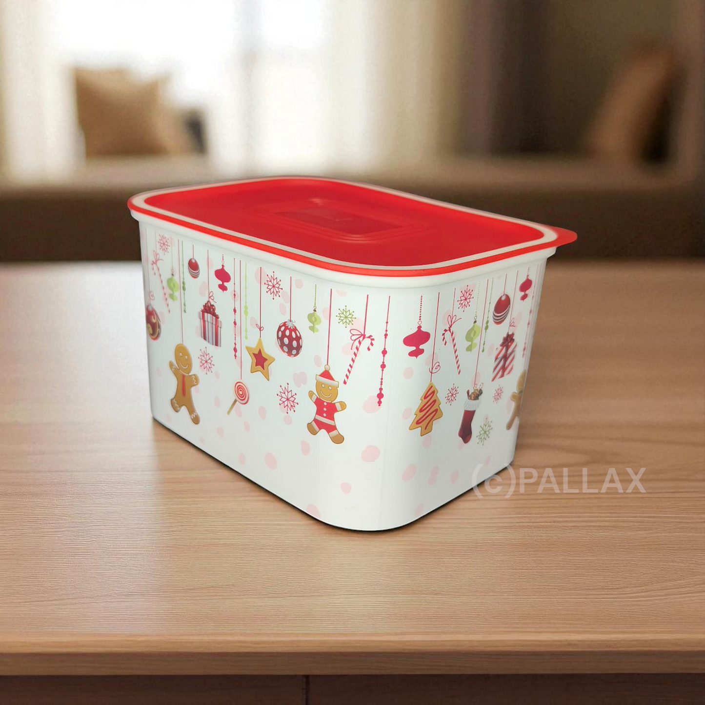 TUPPERWARE A151 QUADRO 1,3 L WEIHNACHTEN ROT WEISS VORRATSDOSE