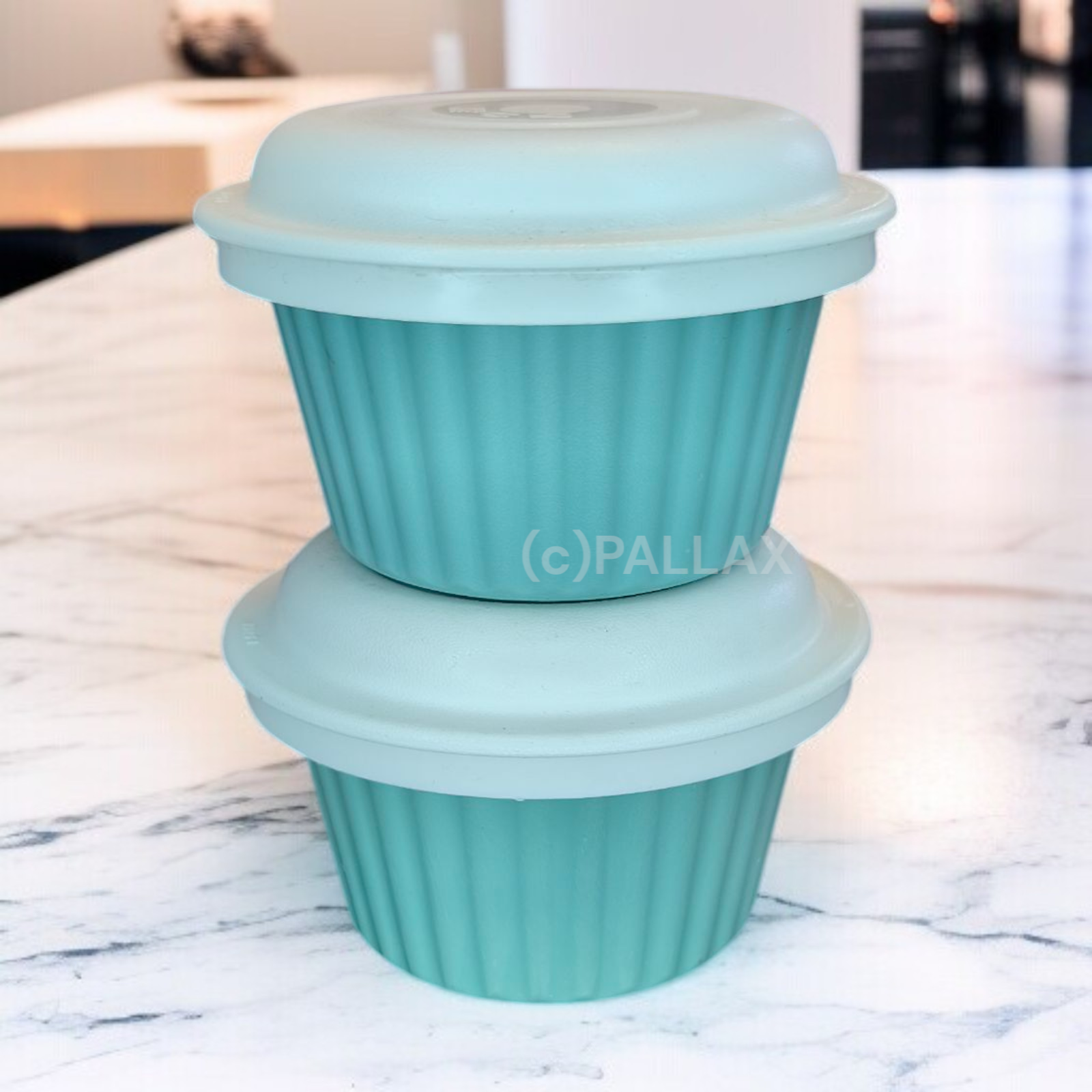 TUPPERWARE H18 ULTRA-PLUS AUFLAUFFÖRMCHEN GRÜN 2x 175 ML MIT DECKEL BACKOFEN