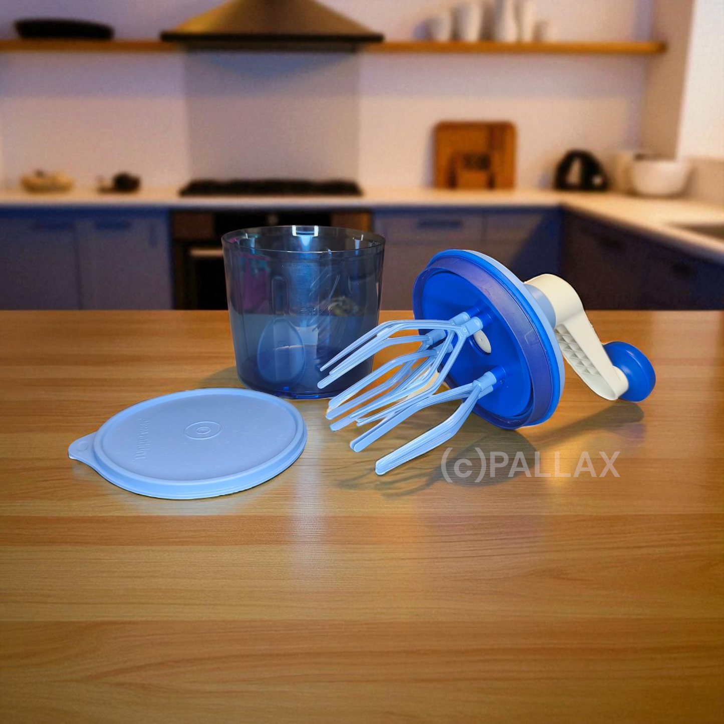 TUPPERWARE D146 SPEEDY-CHEF 1,25 L RÜHR-GERÄT MIXER MIT FRISCHE-DECKEL BLAU