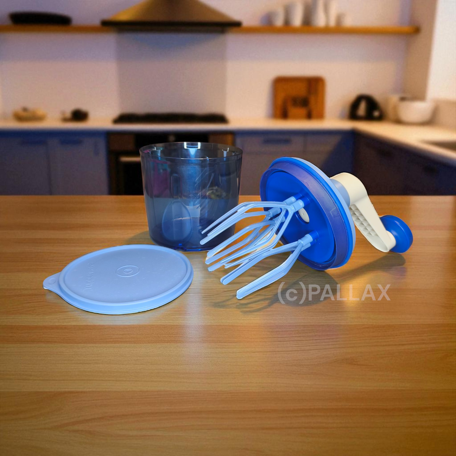 TUPPERWARE D146 SPEEDY-CHEF 1,25 L RÜHR-GERÄT MIXER MIT FRISCHE-DECKEL BLAU