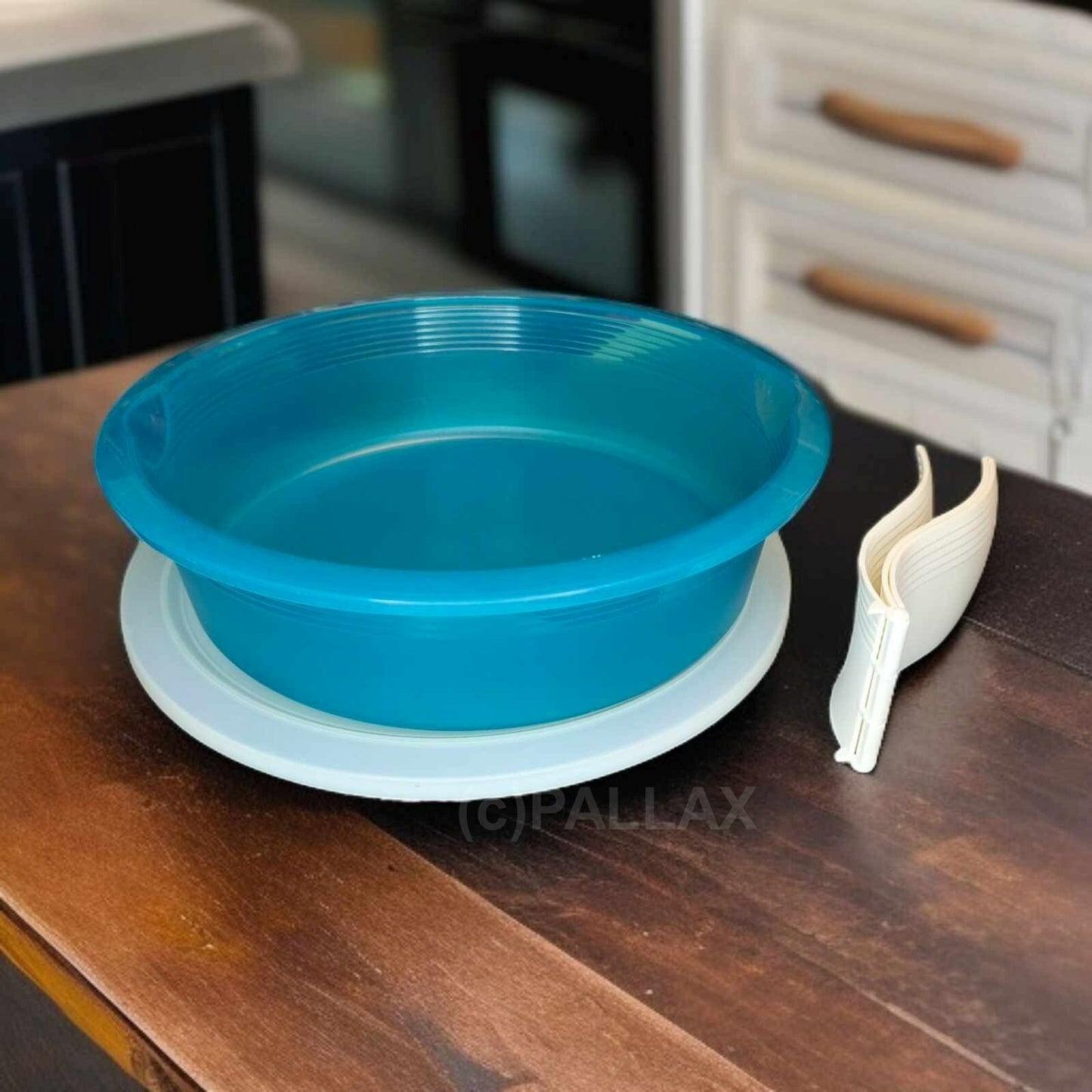 TUPPERWARE U01 FOUR SEASONS SCHÜSSEL 4,0 L MIT  TEILER GRÜN TRANSPARENT