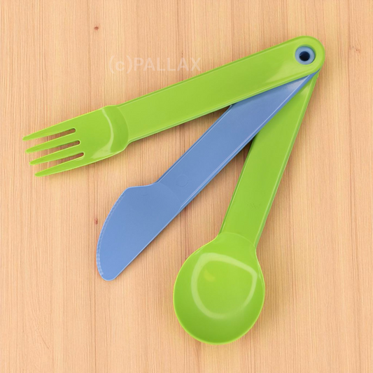 TUPPERWARE C70 PICKNICK-BESTECK GRÜN BLAU MESSER GABEL LÖFFEL
