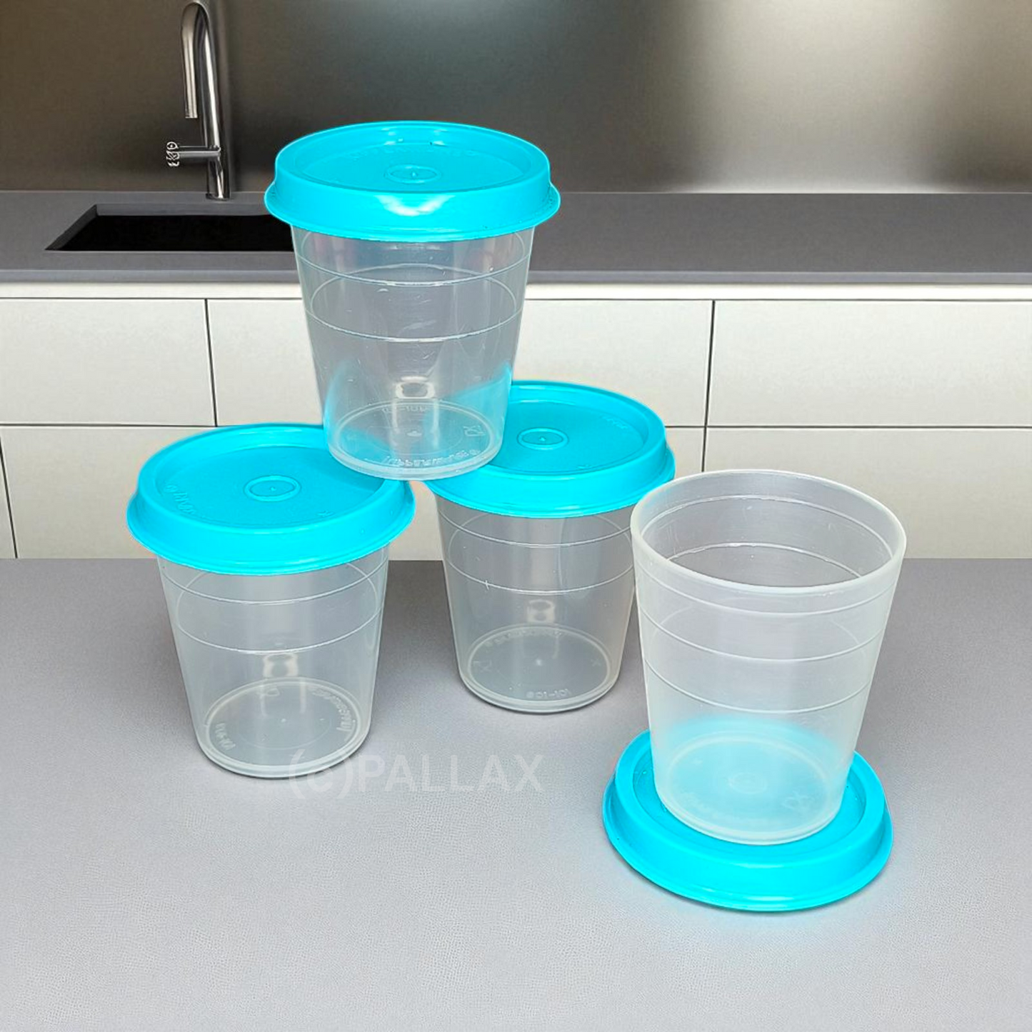TUPPERWARE C46 VIER WICHTEL 4x 50 ML TÜRKIS VORRATSDOSE
