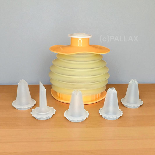 TUPPERWARE D153 DEKO-BIENE GELB ORANGE TORTENSPRITZE GARNIER-SET