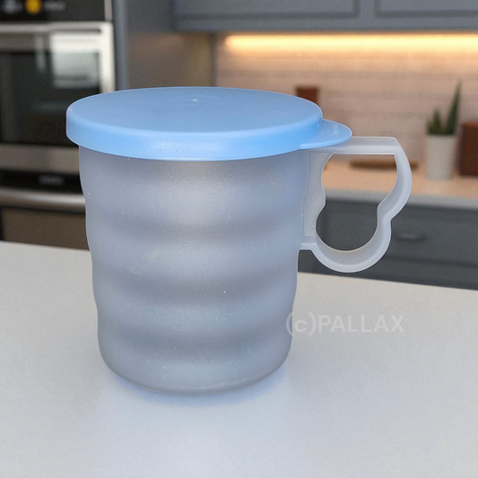 TUPPERWARE J25 JUNGE WELLE TASSE MIT DECKEL 350 ML HELLBLAU