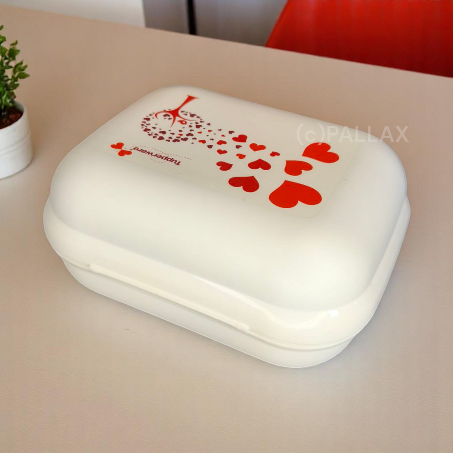 TUPPERWARE A26 GROSSER TWIN VALENTIN-EDITION WEISS BROTDOSE PAUSENBOX