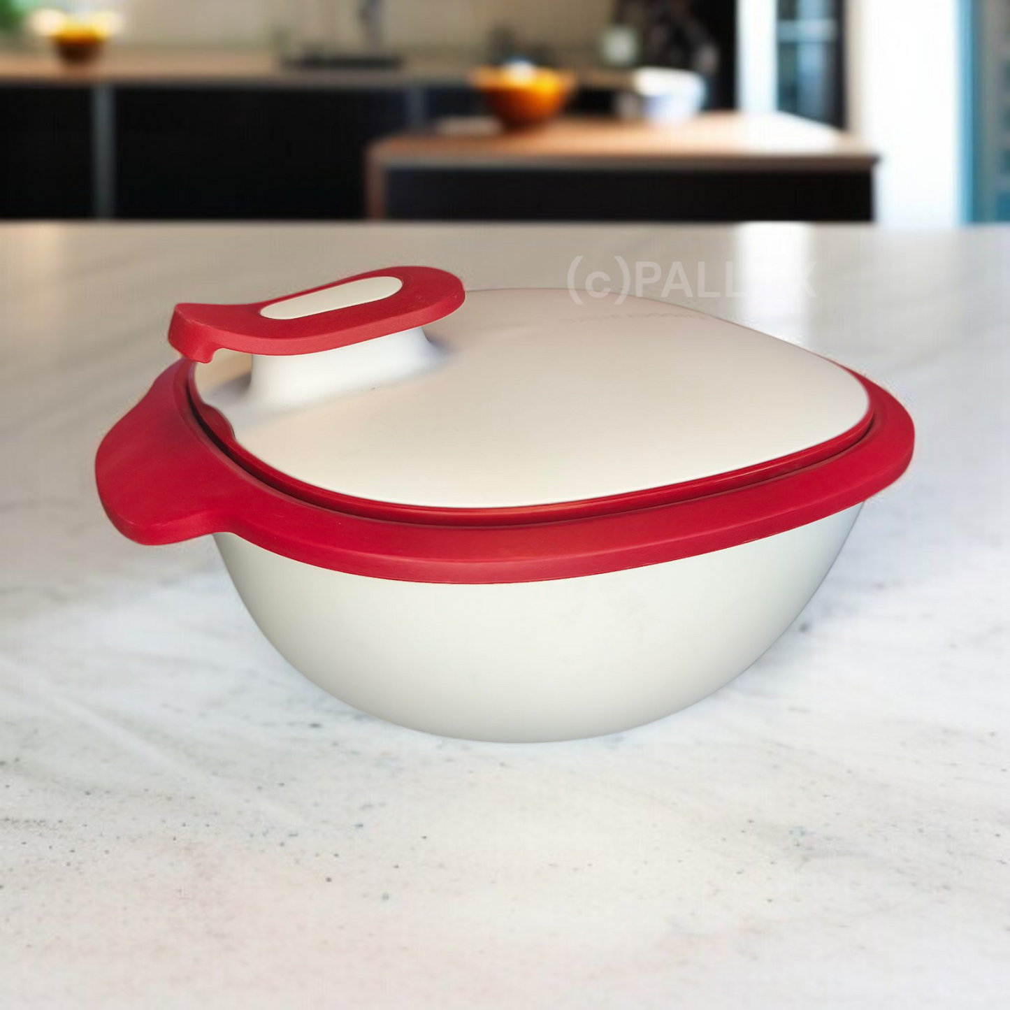 TUPPERWARE C192 WARMIE-TUP SIEB-SERVIERER 2,25 L + 2,4 L ROT WEISS