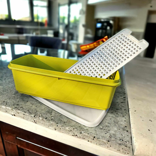 TUPPERWARE VINTAGE SUPER-STAR GRÜN 3,8 L FRISCHE-BEHÄLTER MIT GITTER