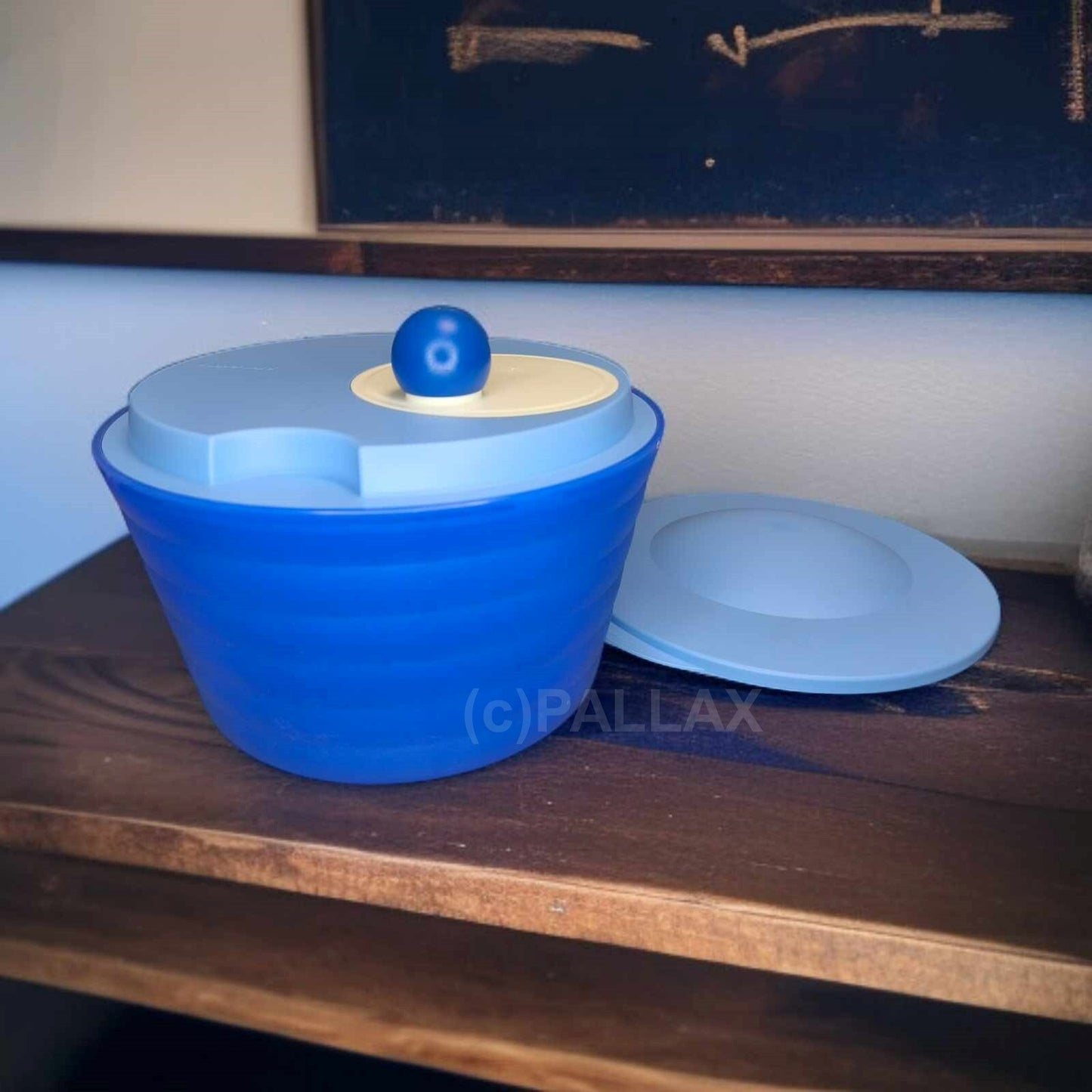 TUPPERWARE D71 SALATSCHLEUDER 4,5 L BLAU + FRISCHE-DECKEL SALATTROCKNER
