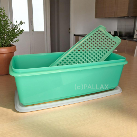 TUPPERWARE VINTAGE FRISCHLING 4,3 L SPARGEL POREE AUFTAUEN TIEFKÜHLKOST GRÜN