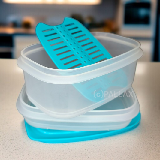 TUPPERWARE K31 JUNIOR COOL `N FRESH SET TÜRKIS 640 ML + 260 ML + FRISCHEGITTER