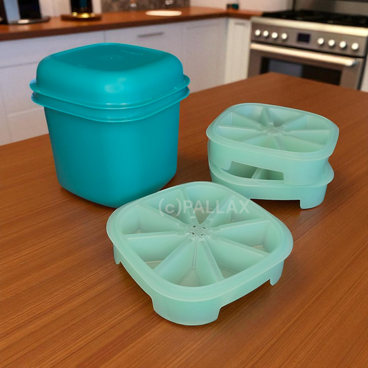 TUPPERWARE D02 EIS-QUICK TÜRKIS EISWÜRFEL-BEREITER BEHÄLTER EISWÜRFELFORM
