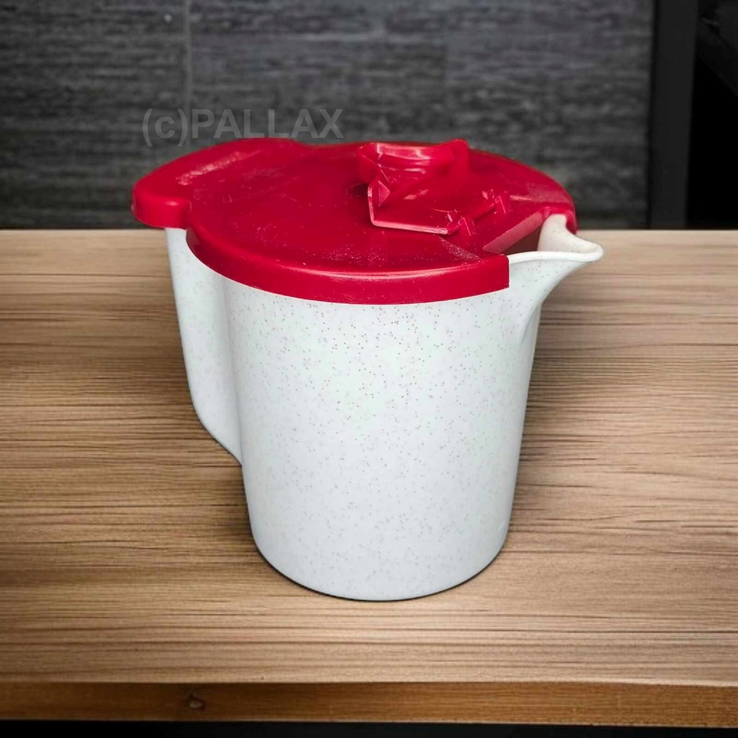 TUPPERWARE VINTAGE MILCHKÄNNCHEN 350 ML ROT WEISS