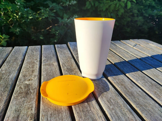 TUPPERWARE C158 ALLEGRA CUPS CUP TRINKBECHER GELB WEISS 450 ML