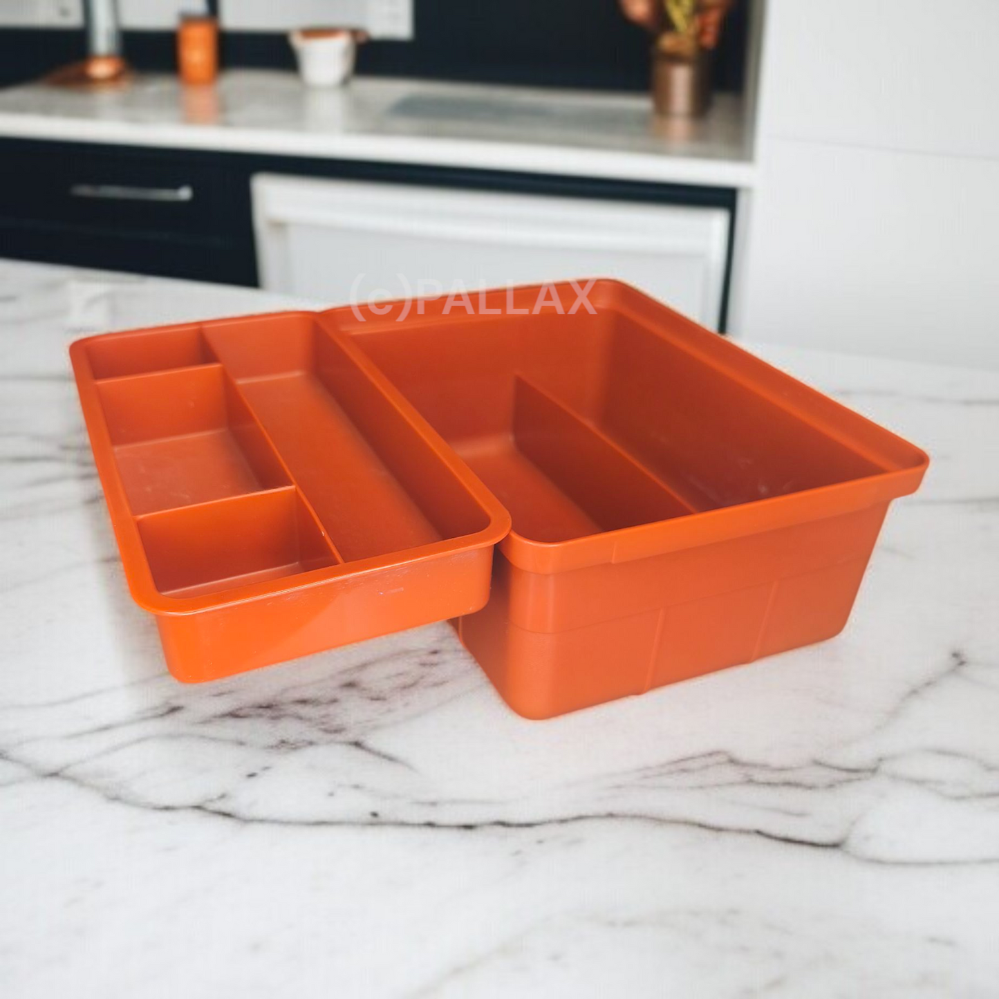 TUPPERWARE E14 KLEINE HOBBY-BOX ORANGE WEISS NÄHKISTE WERKZEUG-KISTE