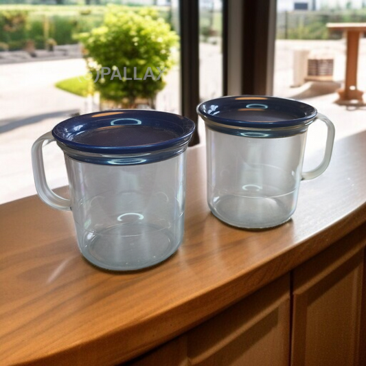TUPPERWARE C36 NEUE TRINK-PALETTE INDIGO TASSEN MIT DECKEL 2x 350 ML