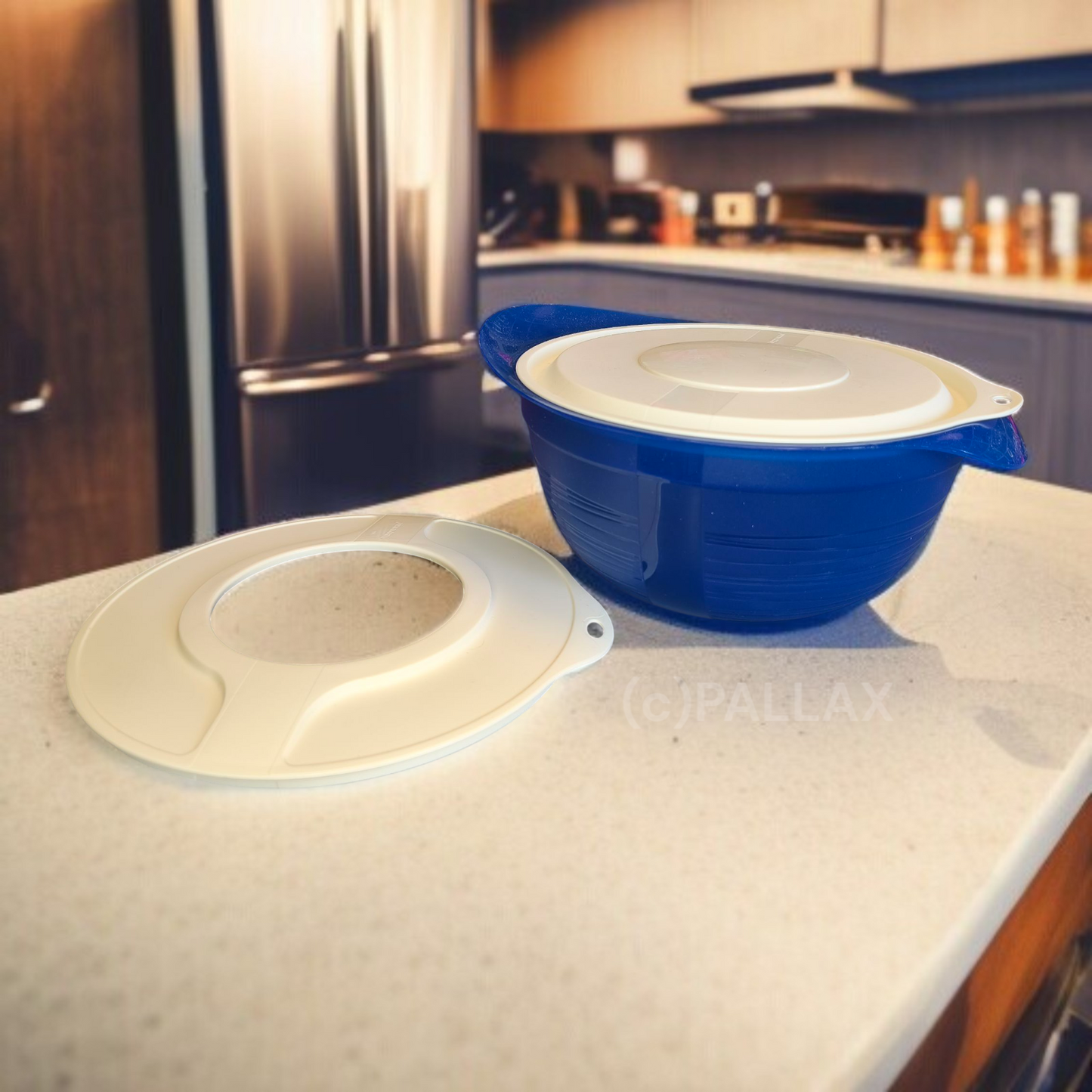 TUPPERWARE P10 COMBI-PLUS GROSSE RÜHRSCHÜSSEL 3,5 L BLAU MIT SPRITZSCHUTZ-DECKEL