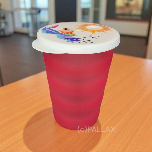 TUPPERWARE J37 JUNGE WELLE TRINKHALM-BECHER 330 ML  ROT MOTIV SOMMER