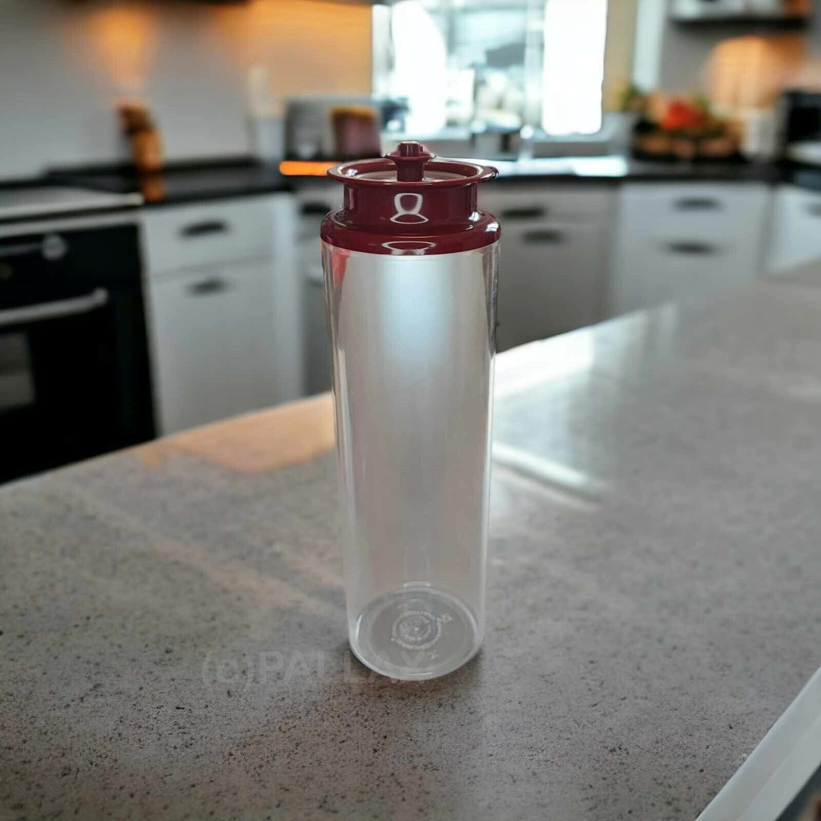 TUPPERWARE VINTAGE PANORAMA 1,6 L VORRATSDOSE MIT DRUCKKNOPF WEINROT
