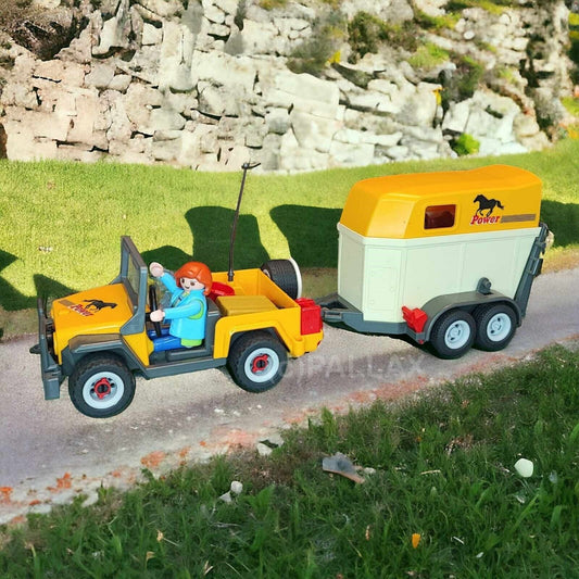 PLAYMOBIL 3249 GELÄNDEWAGEN MIT PFERDEANHÄNGER  / 2002