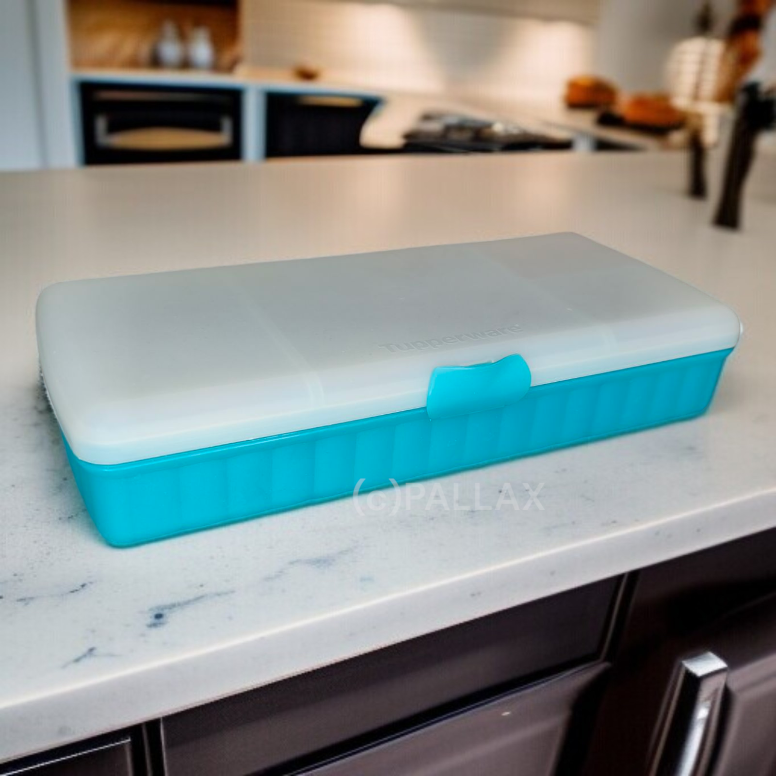 TUPPERWARE A132 PAUSEN-BUFFET TÜRKIS BROTDOSE MIT EINTEILUNG