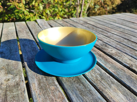 TUPPERWARE C156 ALLEGRA DESSERT-SCHÄLCHEN TÜRKIS GOLD SONDERFARBE SCHALE