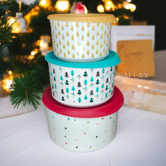 TUPPERWARE ERGONOMICA VORRATSDOSEN-TURM 575 ML + 940  ML + 1,4 L WEIHNACHTEN