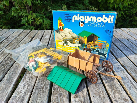PLAYMOBIL 3412 SCHÄFER + SCHAFE UND WEIDE TOP ZUSTAND MIT OVP 1979