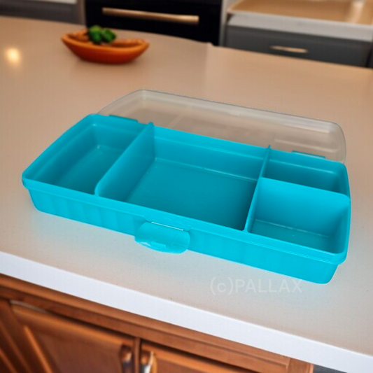 TUPPERWARE A132 PAUSEN-BUFFET TÜRKIS BROTDOSE MIT EINTEILUNG