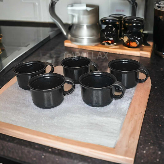 TUPPERWARE C45 FÜNF CAFÈTERIA-TASSEN 150 ML SCHWARZ KAFFEE-TASSE ESPRESSO
