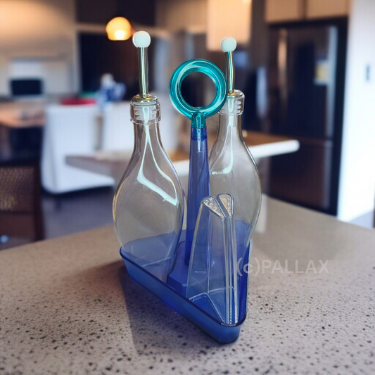 TUPPERWARE S408 ELEGANZIA FEINSCHMECKER BLAU ESSIG ÖL SALZ PFEFFER