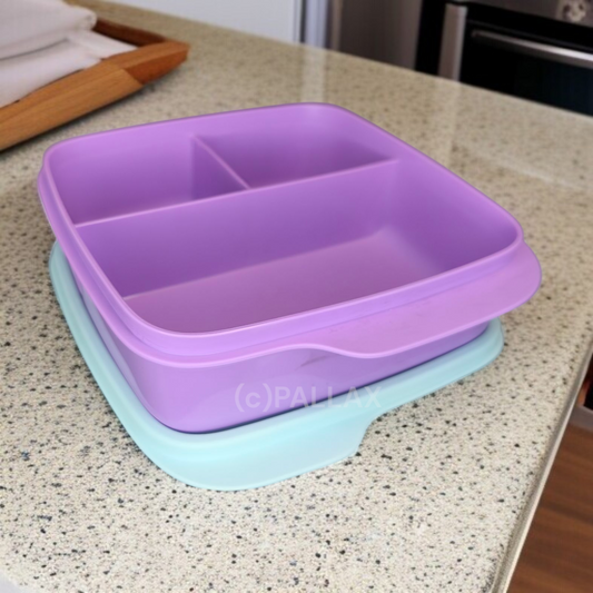 TUPPERWARE KLEINE PAUSEN-BOX 550 ML LILA MINT BROTDOSE MIT EINTEILUNG
