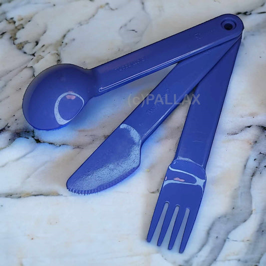 TUPPERWARE C70 PICKNICK-BESTECK LILA MESSER GABEL LÖFFEL