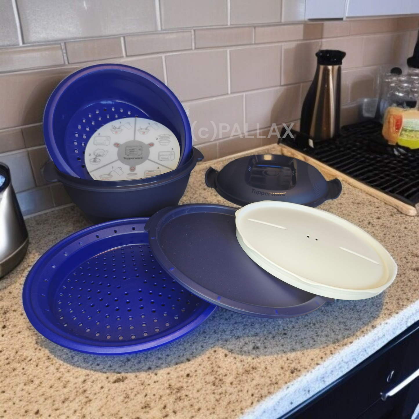 TUPPERWARE I105 MICRO-COMBI-GPURMET 3,0 L DUNKELBLAU MULTI-TALENT FÜR MIKROWELLE