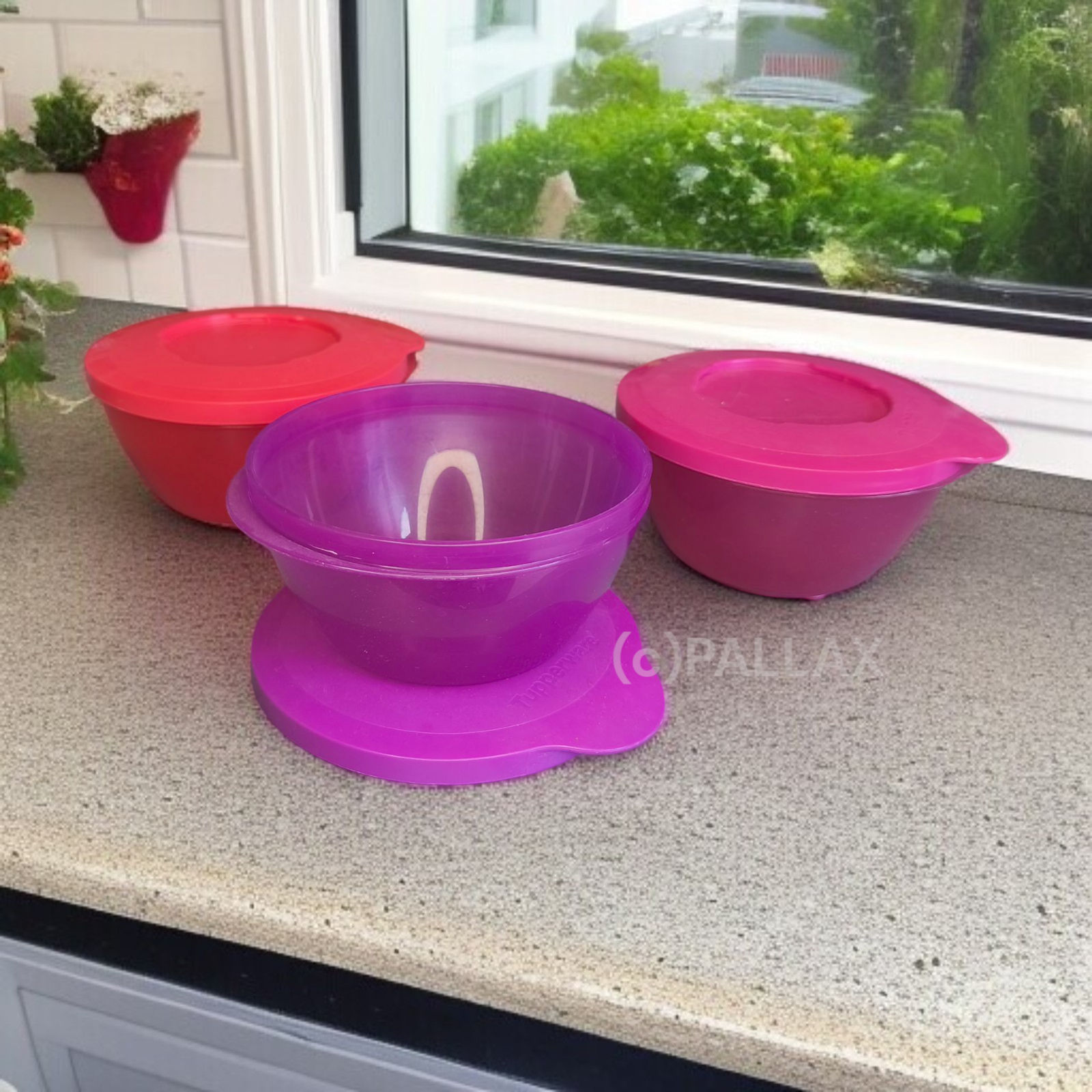 TUPPERWARE ILUMINA VORRATSDOSEN-SET STECKBAR 3x 425 ML MEHRFARBIG