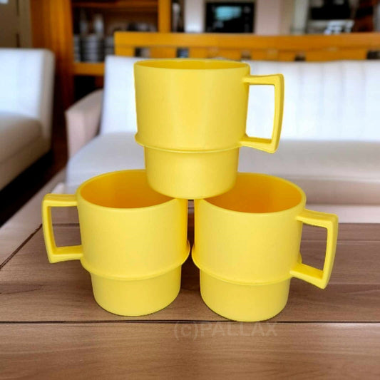 TUPPERWARE VINTAGE THERMO-TASSEN-SET GELB 3x 350 ML