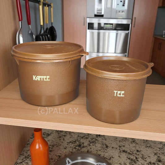 TUPPERWARE VORRATSDOSEN-SET KAFFEE & TEE 500 ML + 1,1 L BRAUN VINTAGE