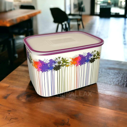 TUPPERWARE A151 QUADRO BEHÄLTER 1,3 L BLUMEN-MOTIV SONDERFARBE