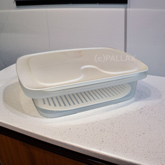 TUPPERWARE COOL `N FRESH BEHÄLTER 1,5 L + FRISCHEGITTER  WEISS KÜHLSCHRANK