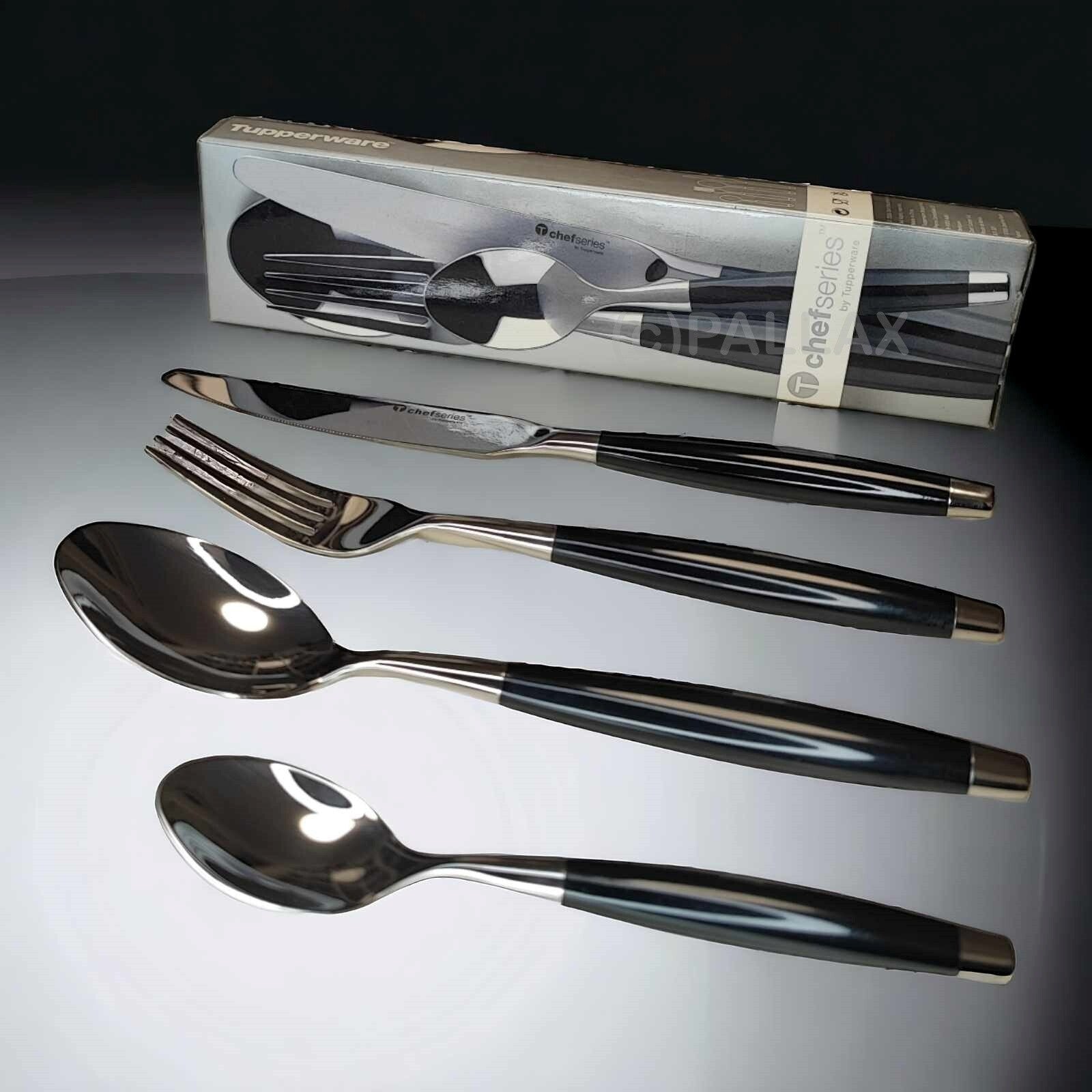 TUPPERWARE C114 CHEF-SERIE BESTECK (4-TEILIG) MESSER GABEL LÖFFEL TEELÖFFEL