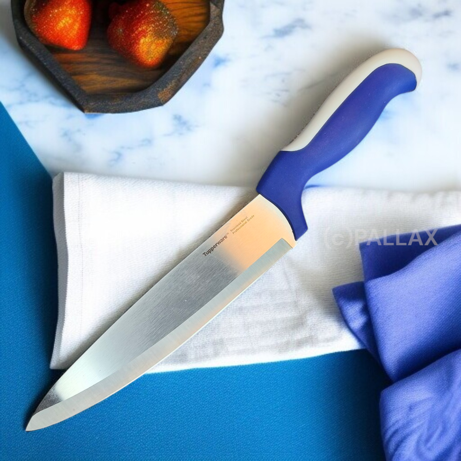 TUPPERWARE D87 ERGONOMIC KOCHMESSER BLAU WEISS
