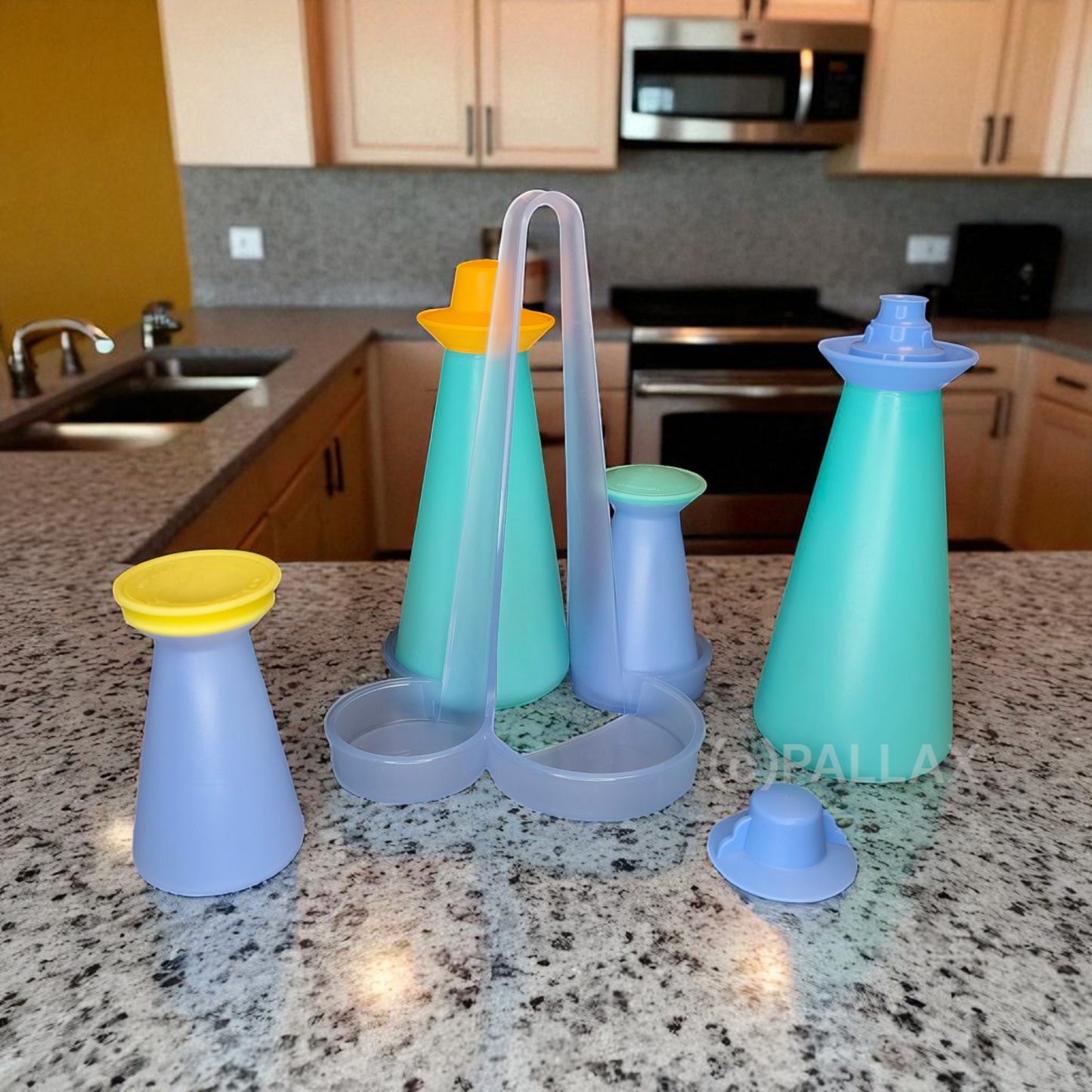 TUPPERWARE JUNGE WELLE GEWÜRZ-KARUSSELL SALZ PFEFFER ESSIG ÖL J13 J33 J34