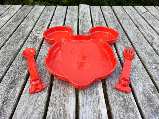 TUPPERWARE KINDERTELLER DISNEY MICKY MAUS + BESTECK SONDERMODELL