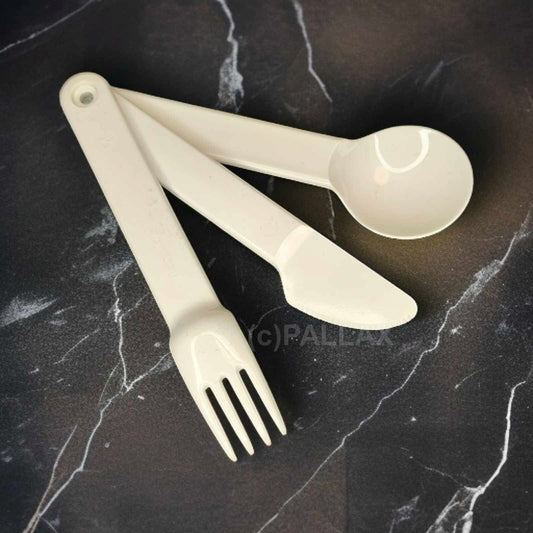 TUPPERWARE C70 PICKNICK-BESTECK WEISS GABEL MESSER LÖFFEL